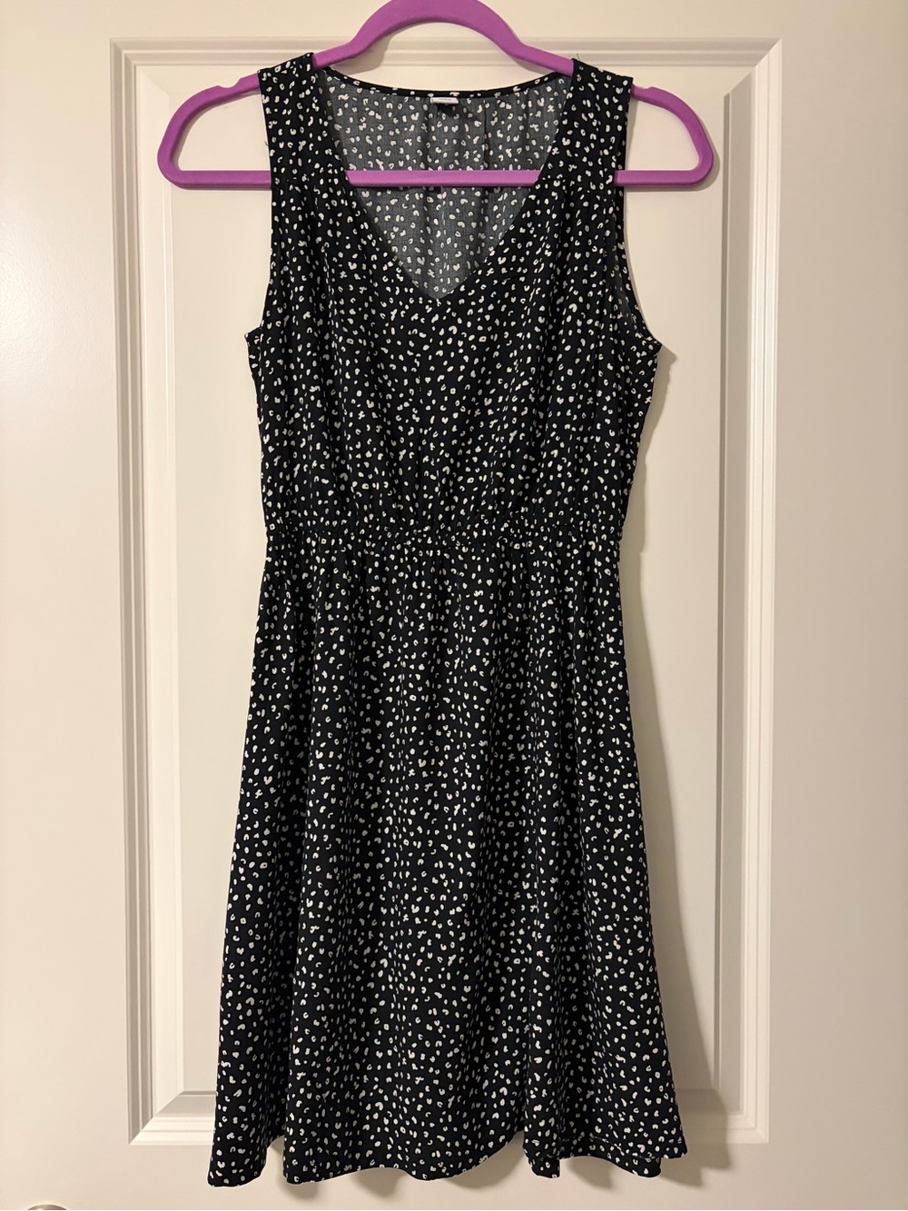 Old Navy Black Mini Dress with White Dot Print
